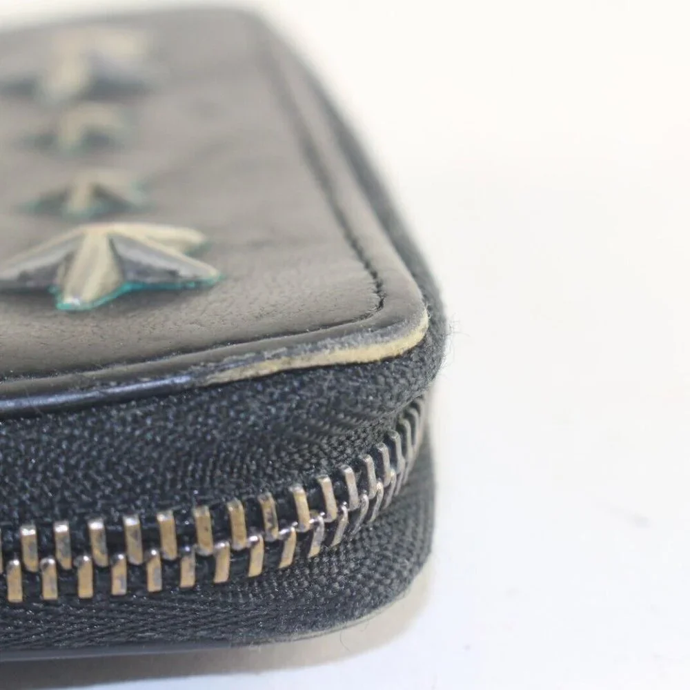 JIMMY CHOO Black Leather Star Zippy Wallet 1JC726K